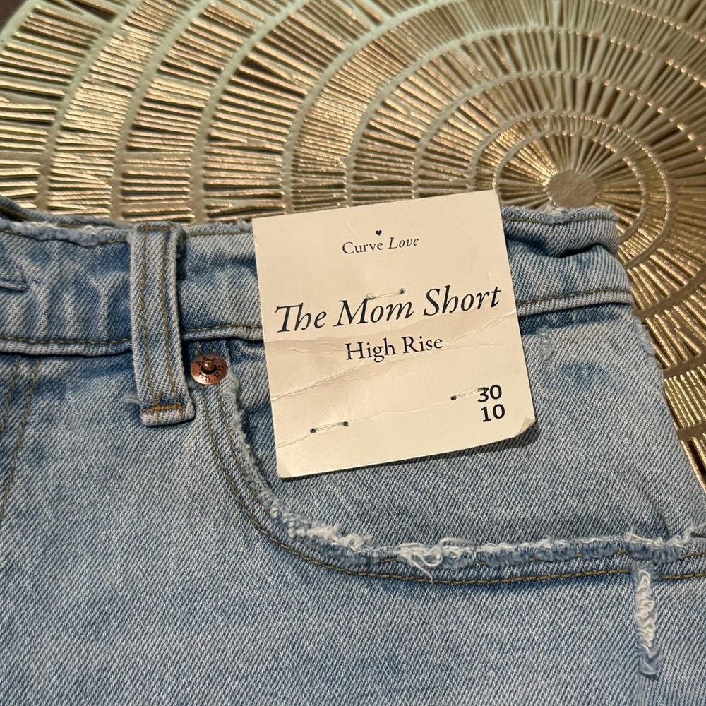 Abercrombie & Fitch Light Blue The Mom Short High Rise Jean Shorts